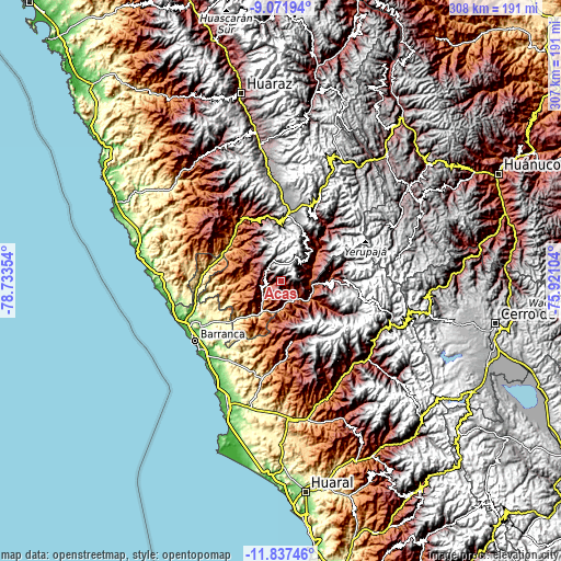 Topographic map of Acas