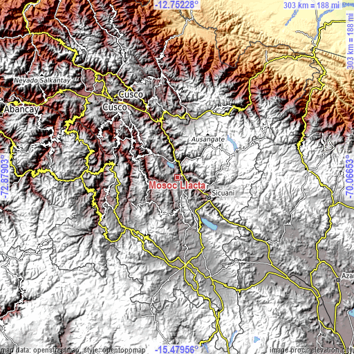 Topographic map of Mosoc Llacta