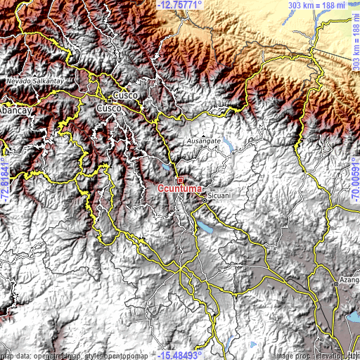 Topographic map of Ccuntuma