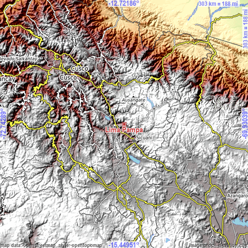 Topographic map of Lima Pampa