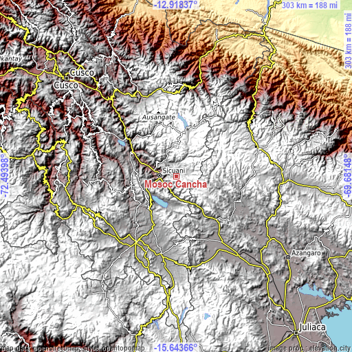 Topographic map of Mosoc Cancha