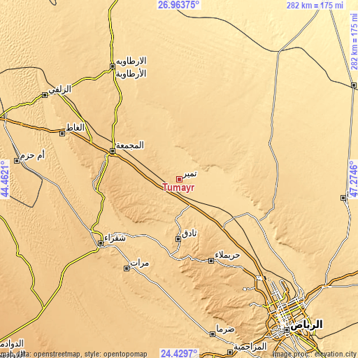 Topographic map of Tumayr