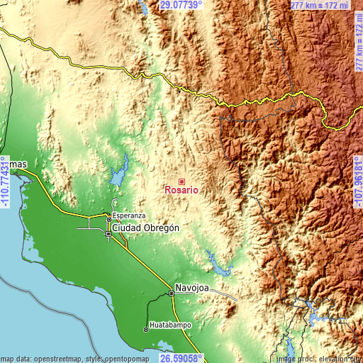 Topographic map of Rosario