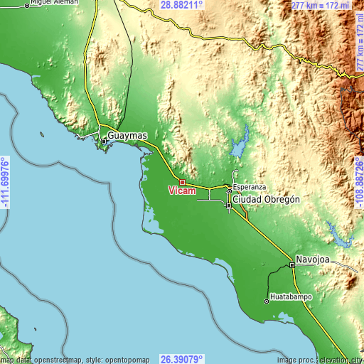Topographic map of Vicam