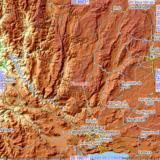 Topographic map of Florencia