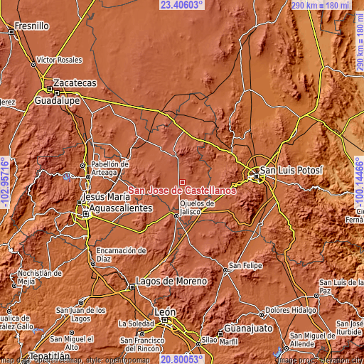 Topographic map of San José de Castellanos