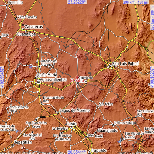 Topographic map of El Sitio