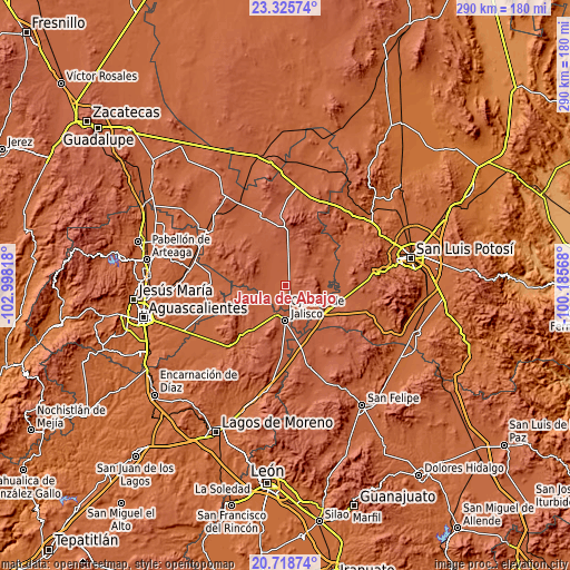 Topographic map of Jaula de Abajo