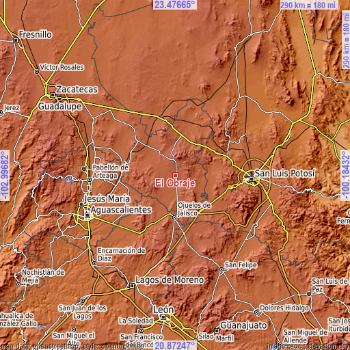 Topographic map of El Obraje