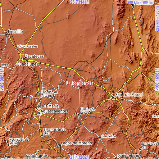 Topographic map of La Pendencia