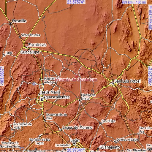 Topographic map of Estancia de Guadalupe