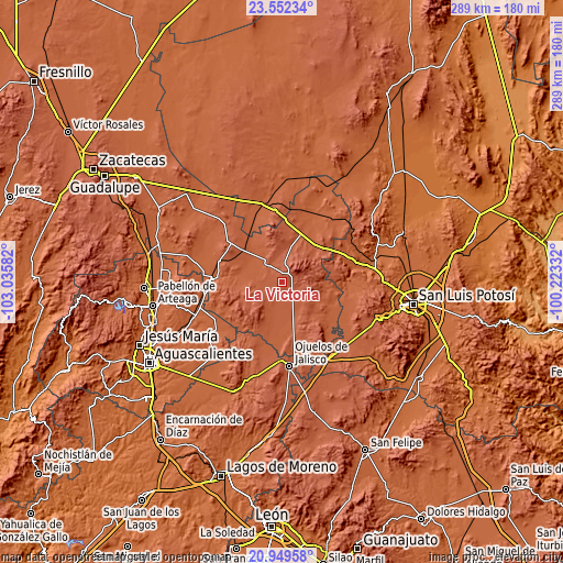 Topographic map of La Victoria