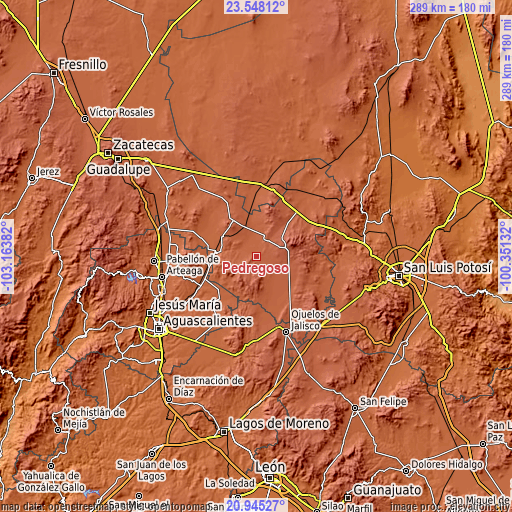 Topographic map of Pedregoso