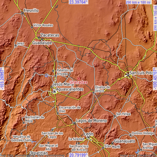 Topographic map of Granadas