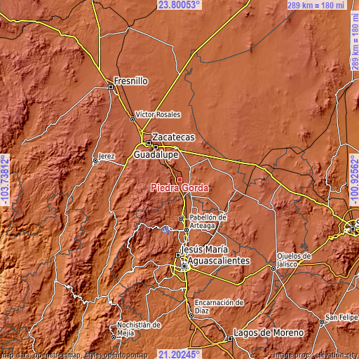 Topographic map of Piedra Gorda