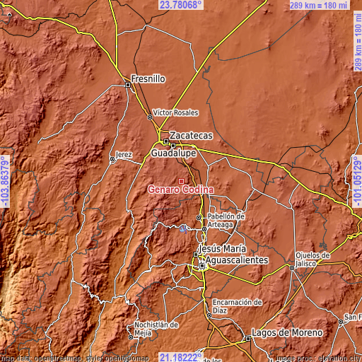 Topographic map of Genaro Codina