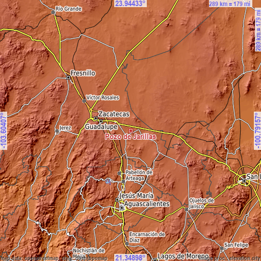 Topographic map of Pozo de Jarillas