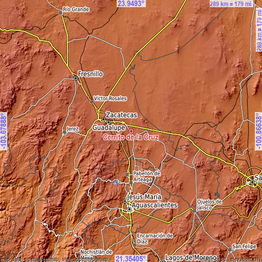 Topographic map of Cerrito de la Cruz