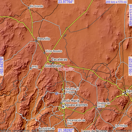 Topographic map of La Capilla