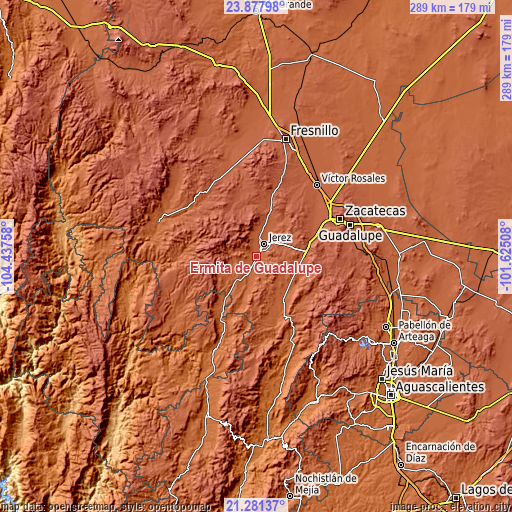 Topographic map of Ermita de Guadalupe