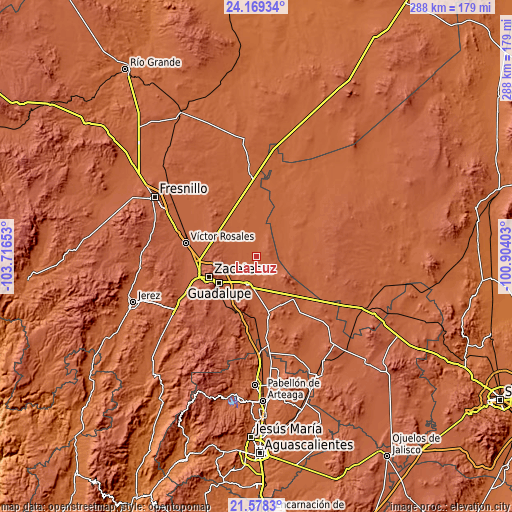 Topographic map of La Luz