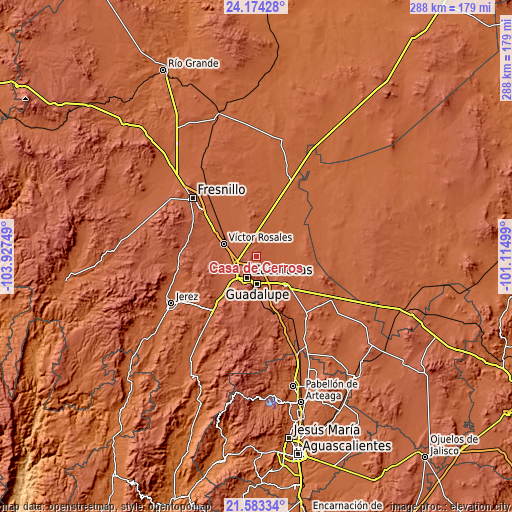 Topographic map of Casa de Cerros