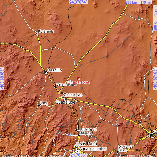 Topographic map of Chaparrosa