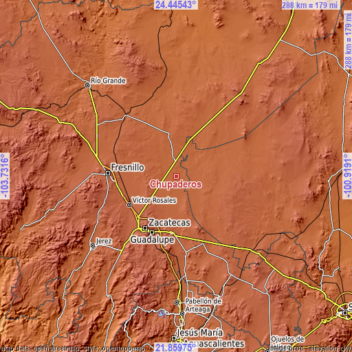 Topographic map of Chupaderos