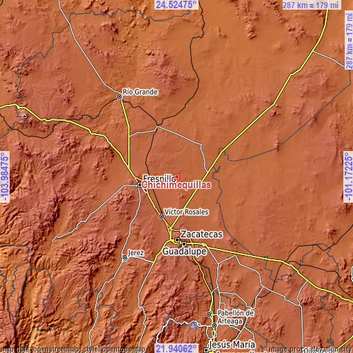 Topographic map of Chichimequillas