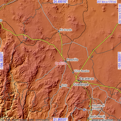 Topographic map of Carrillo