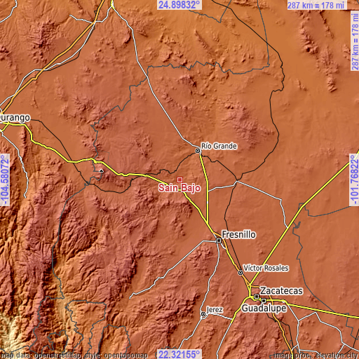 Topographic map of Sain Bajo