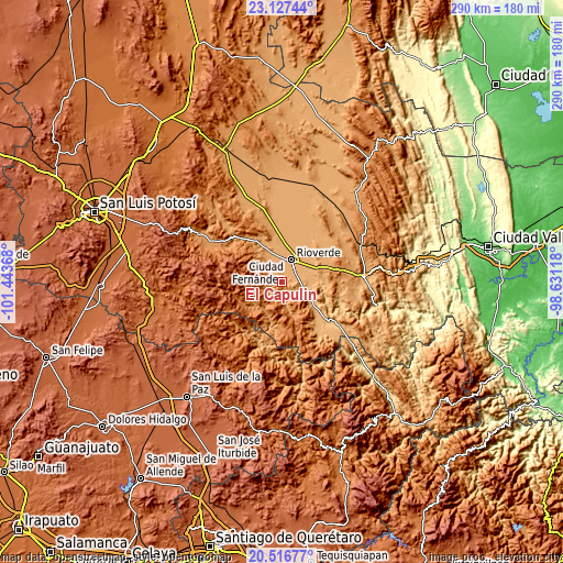 Topographic map of El Capulín