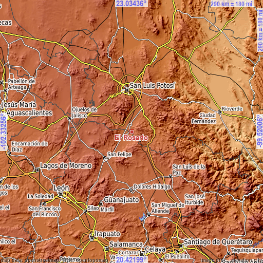 Topographic map of El Rosario