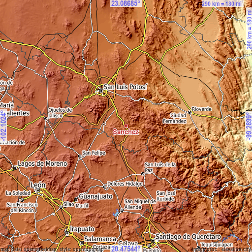 Topographic map of Sánchez