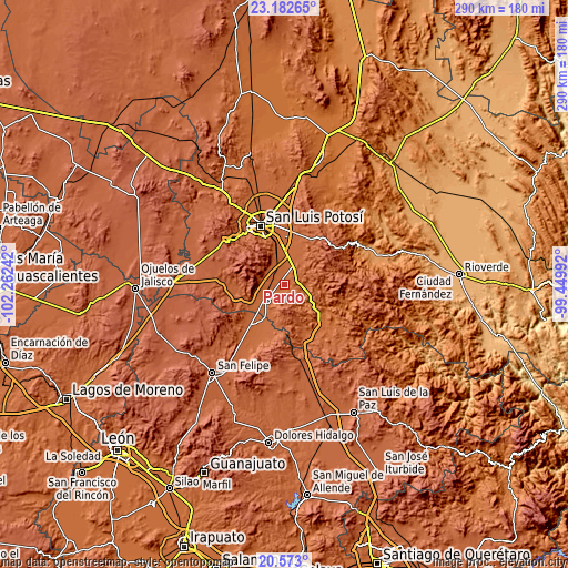 Topographic map of Pardo