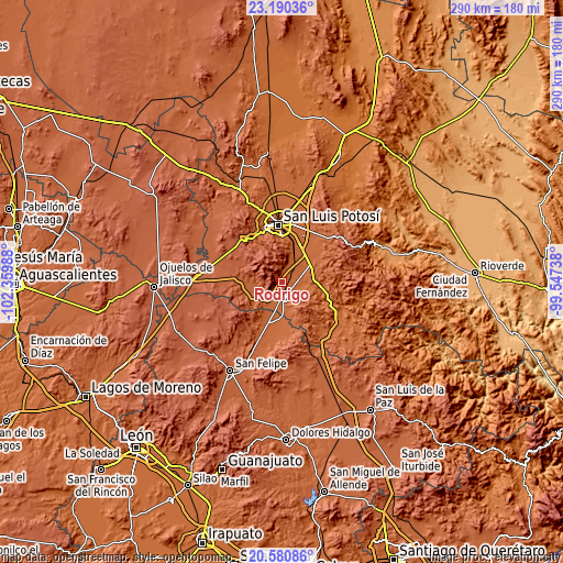 Topographic map of Rodrigo