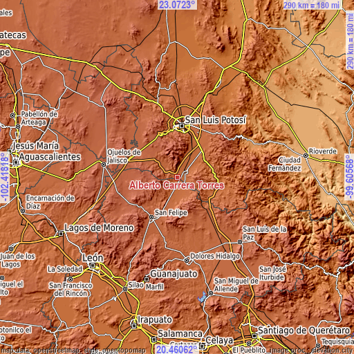 Topographic map of Alberto Carrera Torres