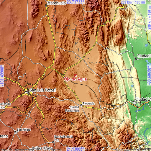 Topographic map of Ojo de Agua