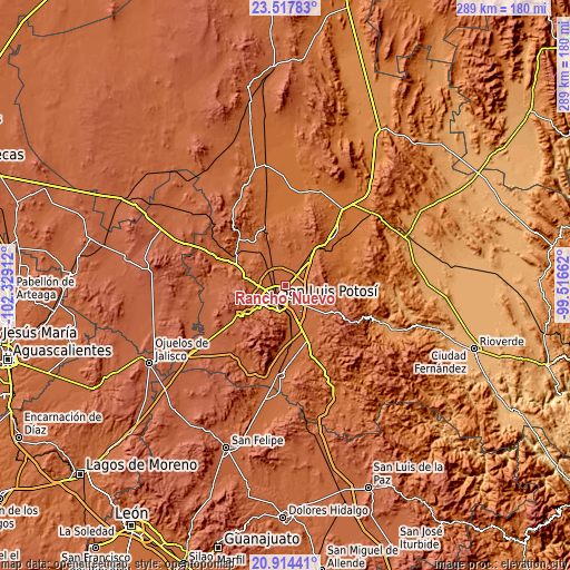 Topographic map of Rancho Nuevo