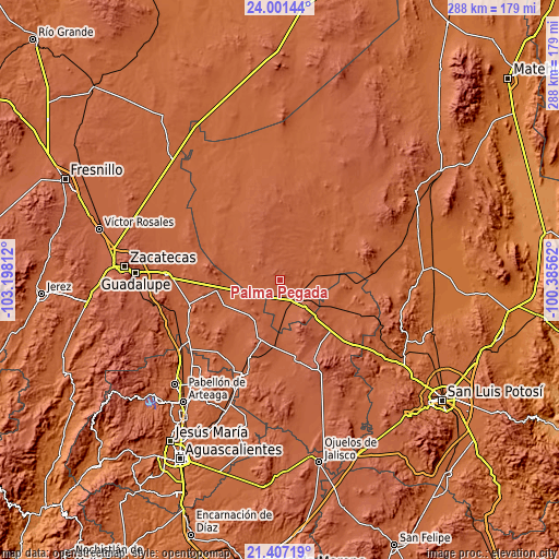 Topographic map of Palma Pegada