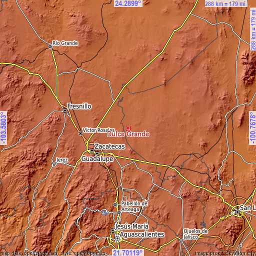 Topographic map of Dulce Grande