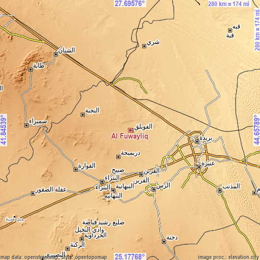 Topographic map of Al Fuwayliq