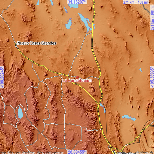 Topographic map of La Constitución