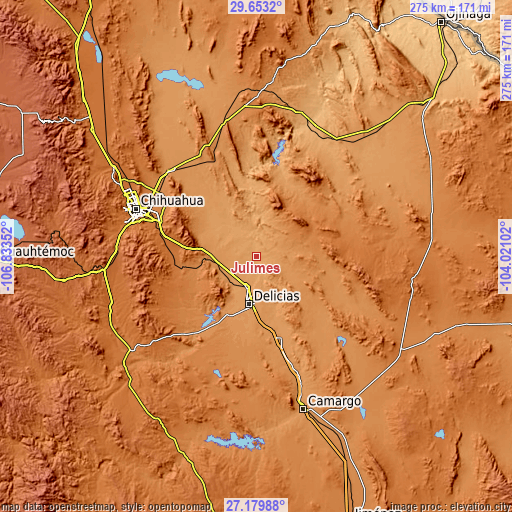 Topographic map of Julimes