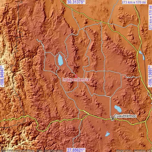 Topographic map of Independencia