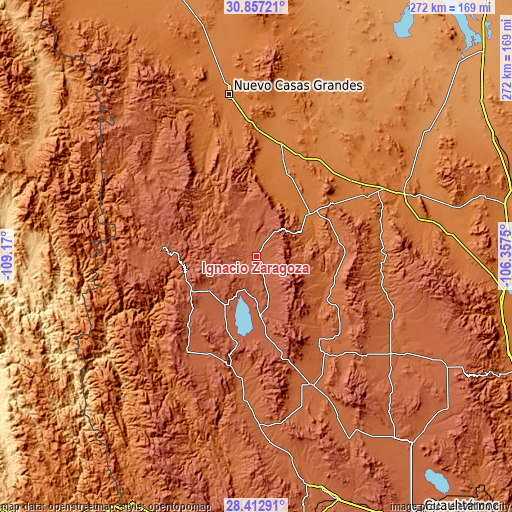 Topographic map of Ignacio Zaragoza