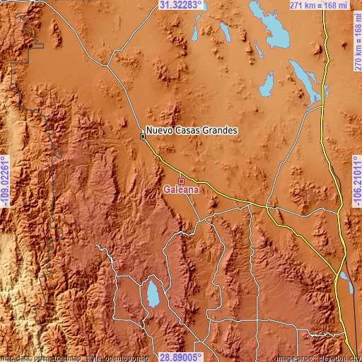Topographic map of Galeana
