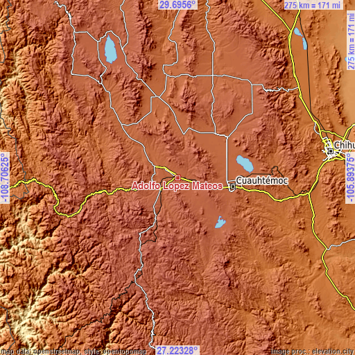 Topographic map of Adolfo López Mateos