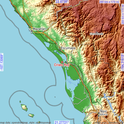 Topographic map of Cristo Rey