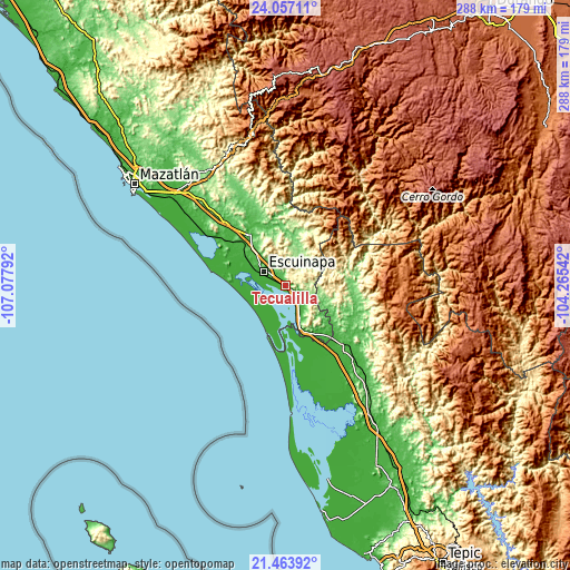 Topographic map of Tecualilla